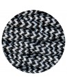 Cavo 1m Black & White Wave Stripe Braided Twisted 2 Core 0.75mm Cable VDE Approved