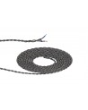 Cavo 1m Black & White Wave Stripe Braided Twisted 2 Core 0.75mm Cable VDE Approved