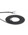Cavo 1m Black & White Spot Braided Twisted 2 Core 0.75mm Cable VDE Approved