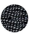 Cavo 1m Black & White Spot Braided Twisted 2 Core 0.75mm Cable VDE Approved