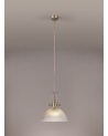 Francis 1 Light Pendant E27 With 38cm Dome Glass Shade, Antique Brass/Clear