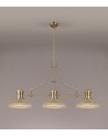 Francis 3 Light Linear Pendant E27 With 30cm Round Glass Shade, Antique Brass, Amber