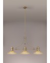 Francis 3 Light Linear Pendant E27 With 30cm Round Glass Shade, Antique Brass, Amber