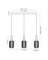 Georgie Linear 3 Light Pendant E27 With 20cm Tubular Ribbed Glass, Opal Brass Gold/Matt Black