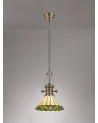 Francis/Neus 1 Light Pendant E27 With 30cm Tiffany Shade, Antique Brass/Green/Cream/Crystal