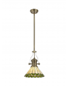 Francis/Neus 1 Light Pendant E27 With 30cm Tiffany Shade, Antique Brass/Green/Cream/Crystal