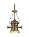 Francis/Neus 1 Light Pendant E27 With 30cm Tiffany Shade, Antique Brass/Green/Cream/Crystal