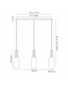 Georgie Linear 3 Light Pendant E27 With 16cm Cylinder Glass, Smoked/Clear Black Chrome/Matt Black