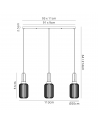 Georgie Linear 3 Light Pendant E27 With 20cm Tubular Ribbed Glass, Smoked Brass Gold/Matt Black