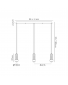 Georgie Linear 3 Light Pendant E27 With 20cm Tubular Ribbed Glass, Smoked Brass Gold/Matt Black