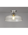 Wisp 1 Light Flush Ceiling E27 With Flat Round 38cm Glass Shade Polished Nickel/Clear