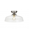 Wisp 1 Light Flush Ceiling E27 With Flat Round 38cm Glass Shade Polished Nickel/Clear