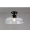 Wisp 1 Light Flush Ceiling E27 With Flat Round 38cm Glass Shade Matt Black/Clear