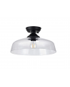 Wisp 1 Light Flush Ceiling E27 With Flat Round 38cm Glass Shade Matt Black/Clear