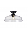Wisp 1 Light Flush Ceiling E27 With Flat Round 38cm Glass Shade Matt Black/Clear