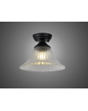 Wisp 1 Light Flush Ceiling E27 With Flat Round 38cm Glass Shade Matt Black/Clear