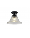 Wisp 1 Light Flush Ceiling E27 With Flat Round 38cm Glass Shade Matt Black/Clear