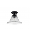 Wisp 1 Light Flush Ceiling E27 With Flat Round 38cm Glass Shade Matt Black/Clear