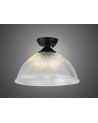 Wisp 1 Light Flush Ceiling E27 With Flat Round 38cm Glass Shade Matt Black/Clear