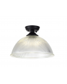 Wisp 1 Light Flush Ceiling E27 With Flat Round 38cm Glass Shade Matt Black/Clear