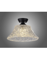 Wisp 1 Light Flush Ceiling E27 With Flat Round 38cm Glass Shade Matt Black/Clear