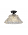 Wisp 1 Light Flush Ceiling E27 With Flat Round 38cm Glass Shade Matt Black/Clear