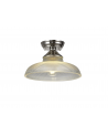 Wisp 1 Light Flush Ceiling E27 With Flat Round 30cm Glass Shade Polished Nickel/Clear