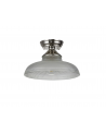 Wisp 1 Light Flush Ceiling E27 With Flat Round 30cm Glass Shade Polished Nickel/Clear
