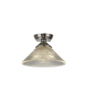 Wisp 1 Light Flush Ceiling E27 With Flat Round 30cm Glass Shade Polished Nickel/Clear