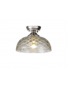 Wisp 1 Light Flush Ceiling E27 With Flat Round 30cm Glass Shade Polished Nickel/Clear