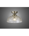 Wisp 1 Light Flush Ceiling E27 With Flat Round 30cm Glass Shade Antique Brass/Clear