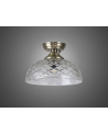 Wisp 1 Light Flush Ceiling E27 With Flat Round 30cm Glass Shade Antique Brass/Clear