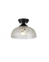 Wisp 1 Light Flush Ceiling E27 With Flat Round 30cm Glass Shade Matt Black/Clear
