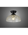 Wisp 1 Light Flush Ceiling E27 With Flat Round 30cm Glass Shade Matt Black/Clear