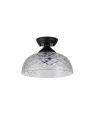 Wisp 1 Light Flush Ceiling E27 With Flat Round 30cm Glass Shade Matt Black/Clear