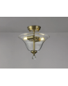 Wisp 2 Light Semi Flush Ceiling E27 With Smooth Bell 30cm Glass Shade Antique Brass/Clear