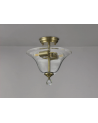 Wisp 2 Light Semi Flush Ceiling E27 With Smooth Bell 30cm Glass Shade Antique Brass/Clear