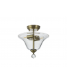 Wisp 2 Light Semi Flush Ceiling E27 With Smooth Bell 30cm Glass Shade Antique Brass/Clear