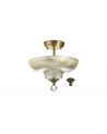 Wisp 2 Light Semi Flush Ceiling E27 With Round 30cm Glass Shade Antique Brass/Clear