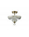 Wisp 2 Light Semi Flush Ceiling E27 With Round 30cm Glass Shade Antique Brass/Clear
