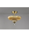 Wisp 2 Light Semi Flush Ceiling E27 With Round 30cm Glass Shade Antique Brass/Amber