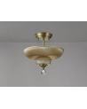 Wisp 2 Light Semi Flush Ceiling E27 With Round 30cm Glass Shade Antique Brass/Amber