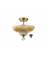 Wisp 2 Light Semi Flush Ceiling E27 With Round 30cm Glass Shade Antique Brass/Amber