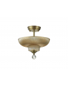 Wisp 2 Light Semi Flush Ceiling E27 With Round 30cm Glass Shade Antique Brass/Amber