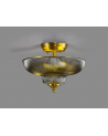 Wisp 2 Light Semi Flush Ceiling E27 With Round 30cm Glass Shade Satin Gold/Smoked