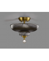 Wisp 2 Light Semi Flush Ceiling E27 With Round 30cm Glass Shade Satin Gold/Smoked
