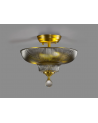 Wisp 2 Light Semi Flush Ceiling E27 With Round 30cm Glass Shade Satin Gold/Smoked
