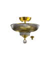 Wisp 2 Light Semi Flush Ceiling E27 With Round 30cm Glass Shade Satin Gold/Smoked