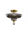 Wisp 2 Light Semi Flush Ceiling E27 With Round 30cm Glass Shade Satin Gold/Smoked