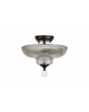 Wisp 2 Light Semi Flush Ceiling E27 With Round 30cm Glass Shade Matt Black/Clear